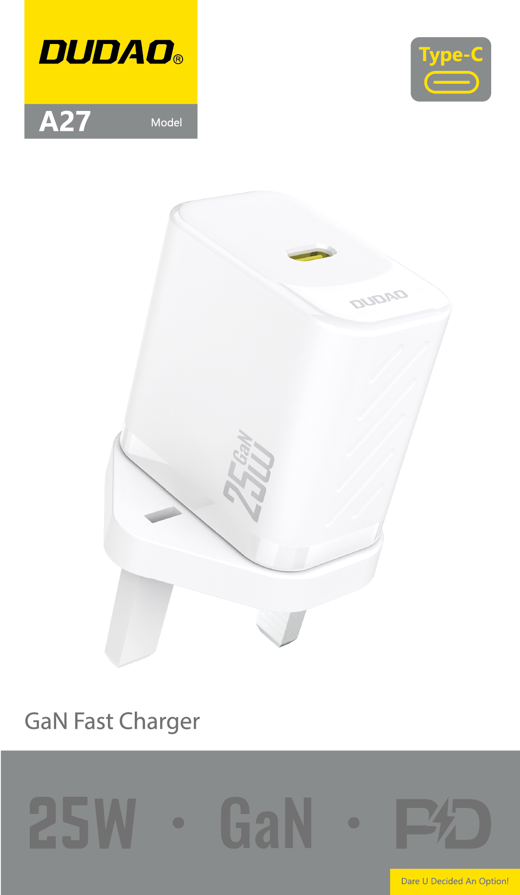 DUDAO A27UK-W PD25W GAN UK standard charger only DUDAO A27UK-W PD25W GAN UK standard charger only